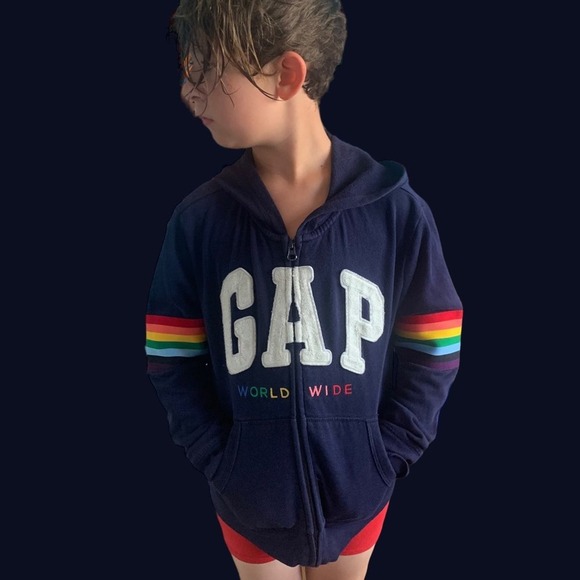 Gap Vintage Hooded Zipper Worldwide Rainbow Unisex XL 12 Reg - Picture 9 of 14